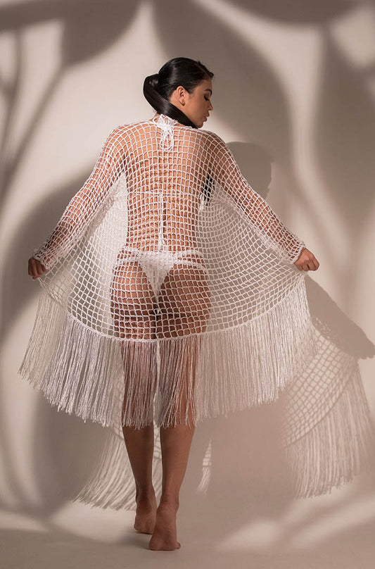 Salida de baño Cárdigan en flecos